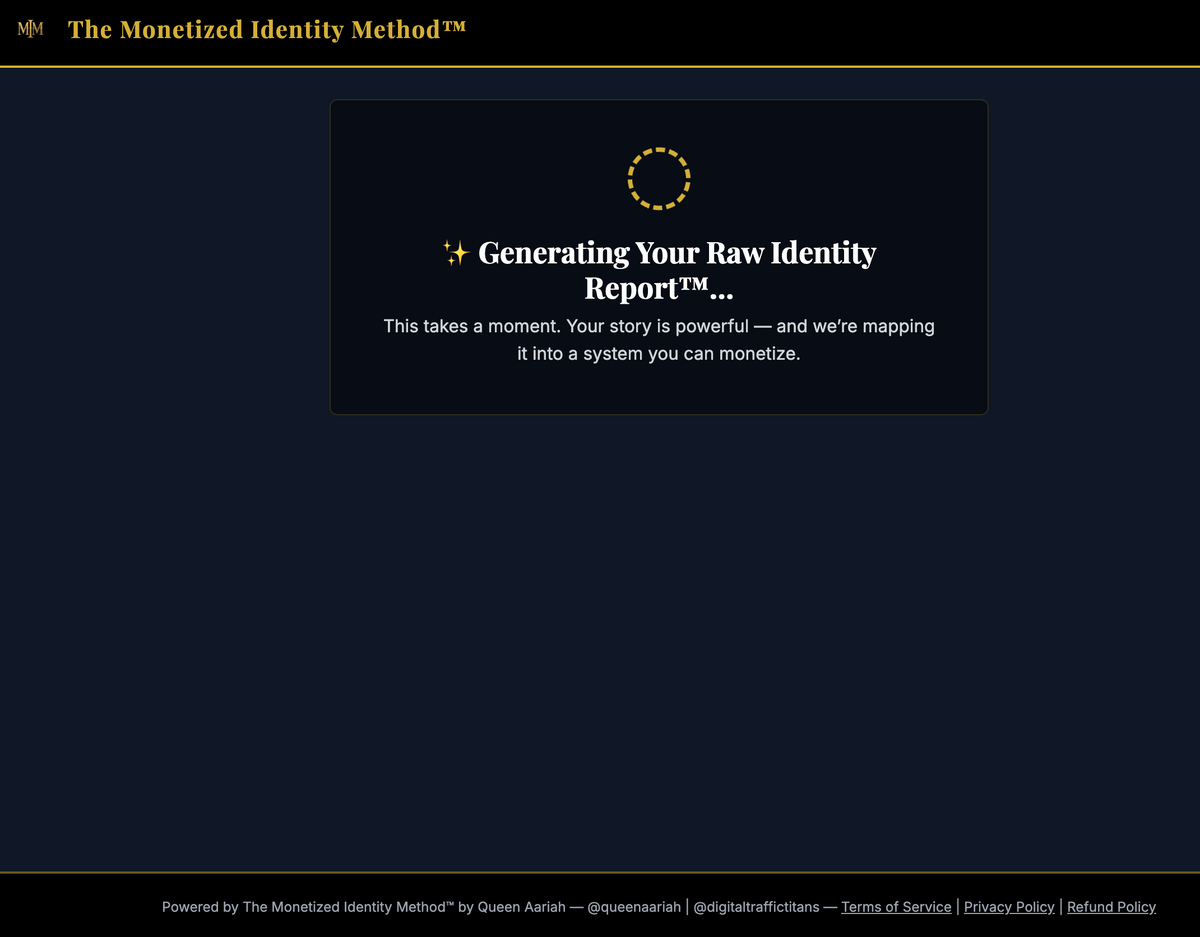 Raw Identity Report™— Your Monetized Identity